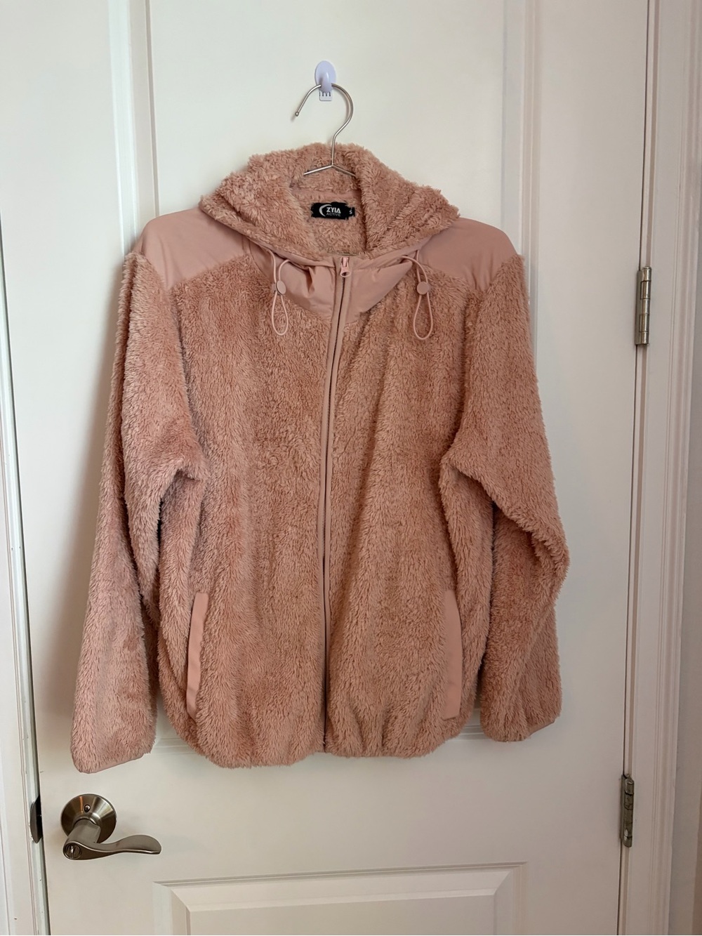 ZYIA Plush Hooded Teddy Jacket - Dusty Rose